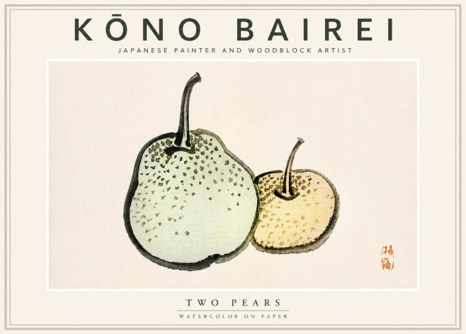 Kōno Bairei Two Pears No4 - Plakát