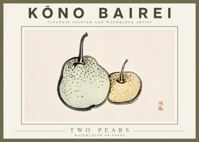 Kōno Bairei Two Pears No5 - Plakát