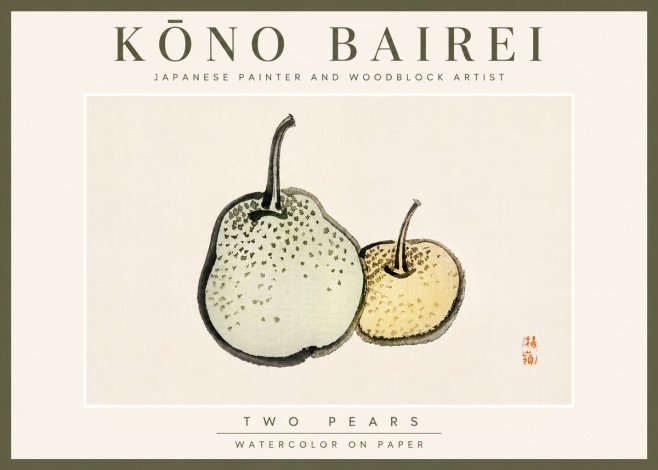Kōno Bairei Two Pears No6 - Plakát