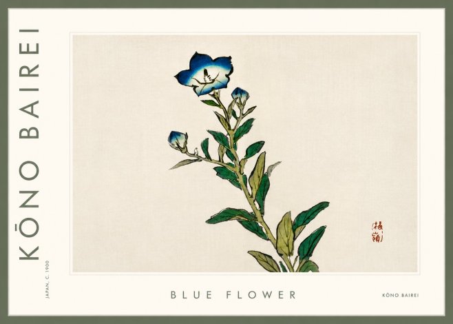 Kōno Bairei Blue Flower No3 - Plakát
