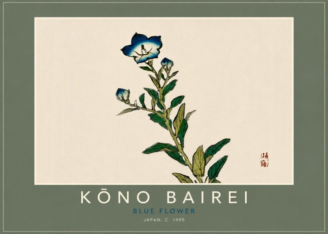 Kōno Bairei Blue Flower No5 - Plakát