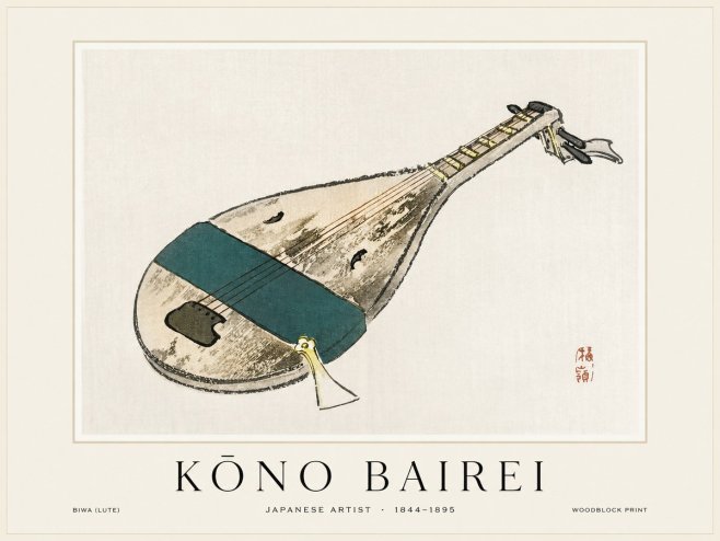 Kōno Bairei Biwa (Lute) No1 - Plakát