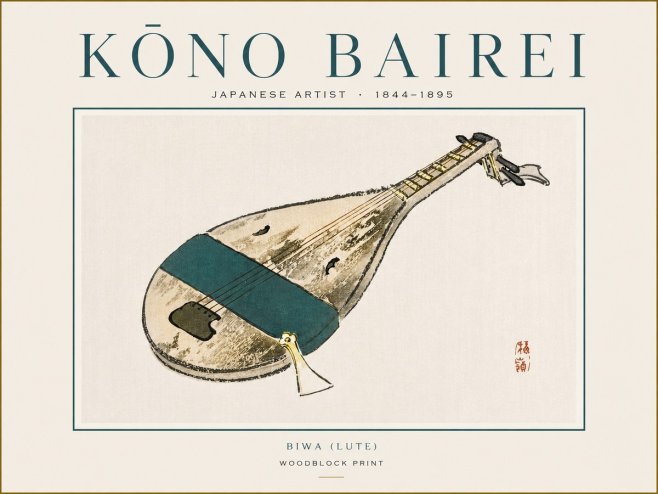 Kōno Bairei Biwa (Lute) No4 - Plakát