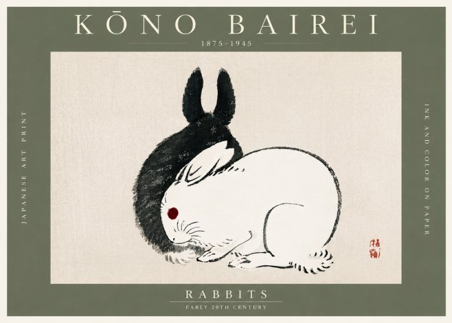 Kōno Bairei Rabbits No3 - Plakát