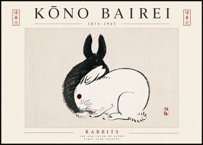 Kōno Bairei Rabbits No5 - Plakát