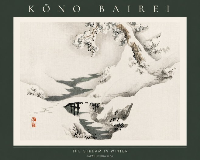 Kōno Bairei The Stream in Winter No2 - Plakát