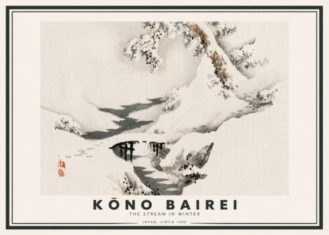 Kōno Bairei The Stream in Winter No4 - Plakát
