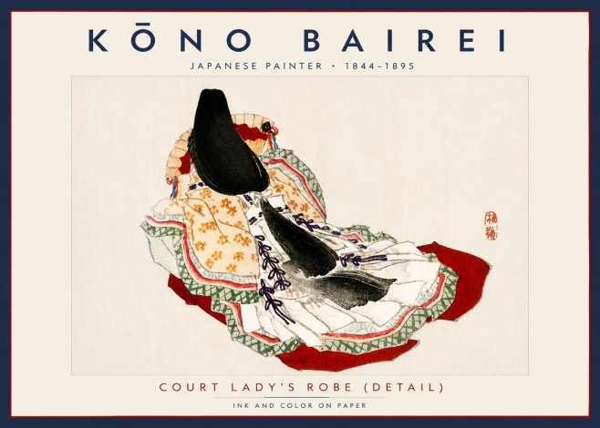Kōno Bairei Court Lady's Robe (Detail) No3 - Plakát