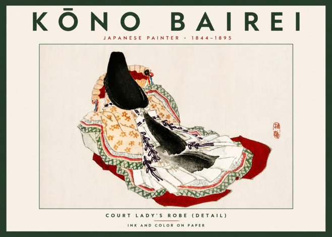 Kōno Bairei Court Lady's Robe (Detail) No5 - Plakát