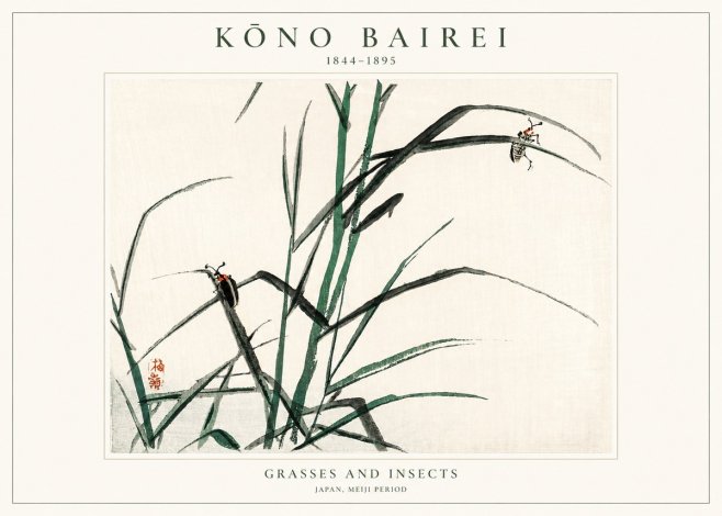 Kōno Bairei Grasses and Insects No1 - Plakát
