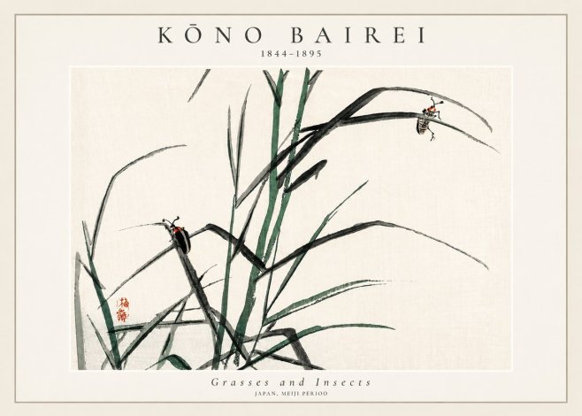 Kōno Bairei Grasses and Insects No3 - Plakát