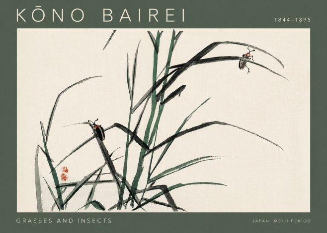 Kōno Bairei Grasses and Insects No4 - Plakát