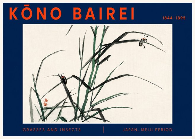 Kōno Bairei Grasses and Insects No6 - Plakát