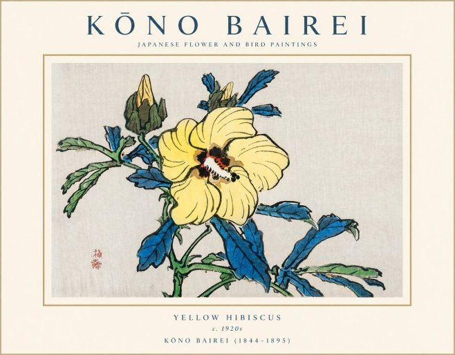 Kōno Bairei Yellow Hibiscus No1 - Plakát