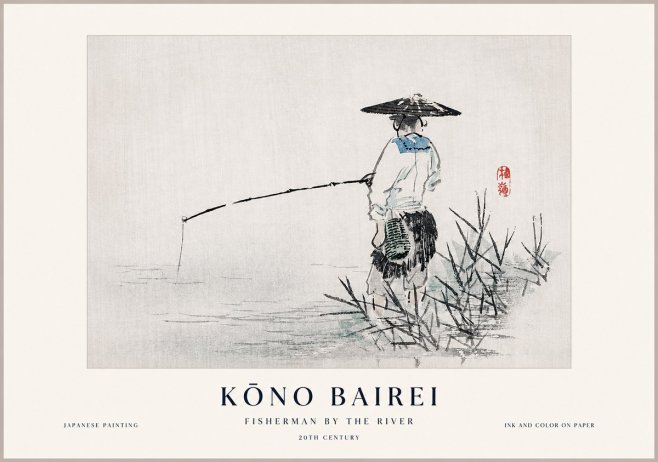 Kōno Bairei Fisherman by the River No1 - Plakát