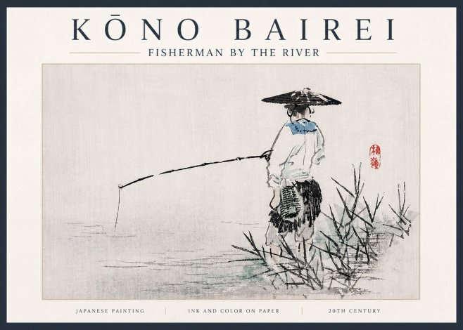 Kōno Bairei Fisherman by the River No3 - Plakát