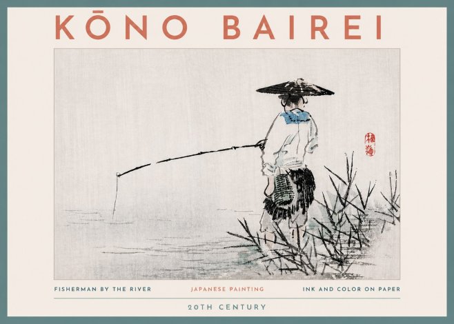 Kōno Bairei Fisherman by the River No4 - Plakát