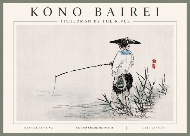 Kōno Bairei Fisherman by the River No6 - Plakát