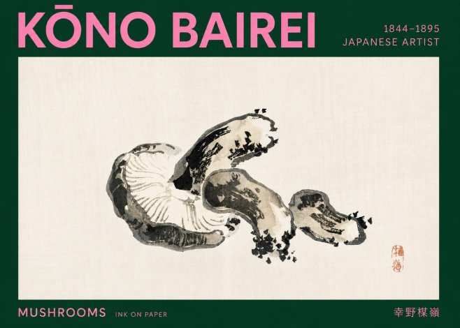 Kōno Bairei Mushrooms No2 - Plakát