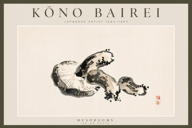 Kōno Bairei Mushrooms No3 - Plakát