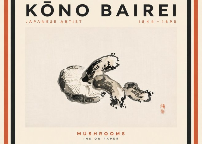 Kōno Bairei Mushrooms No4 - Plakát