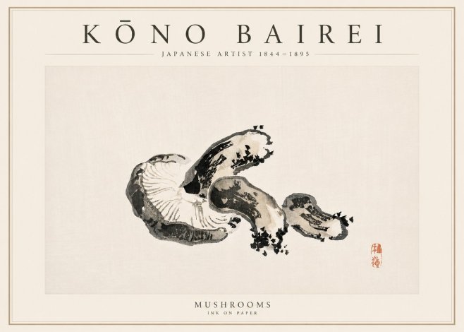 Kōno Bairei Mushrooms No6 - Plakát