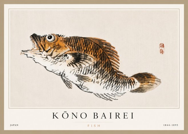 Kōno Bairei Fish II No3 - Plakát
