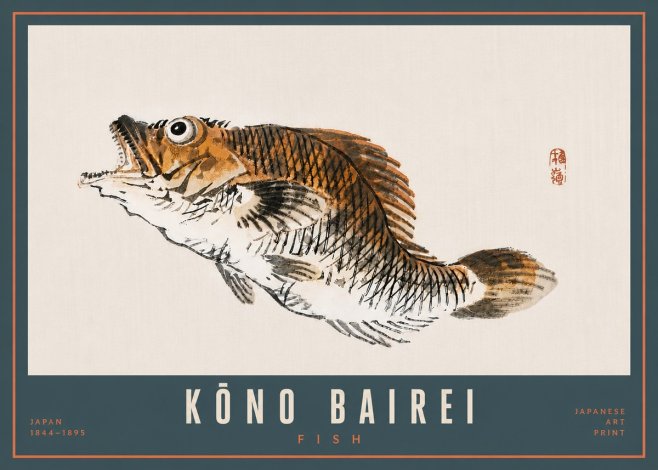 Kōno Bairei Fish II No5 - Plakát