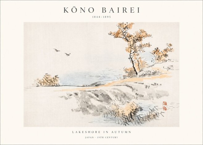 Kōno Bairei Lakeshore in Autumn No1 - Plakát