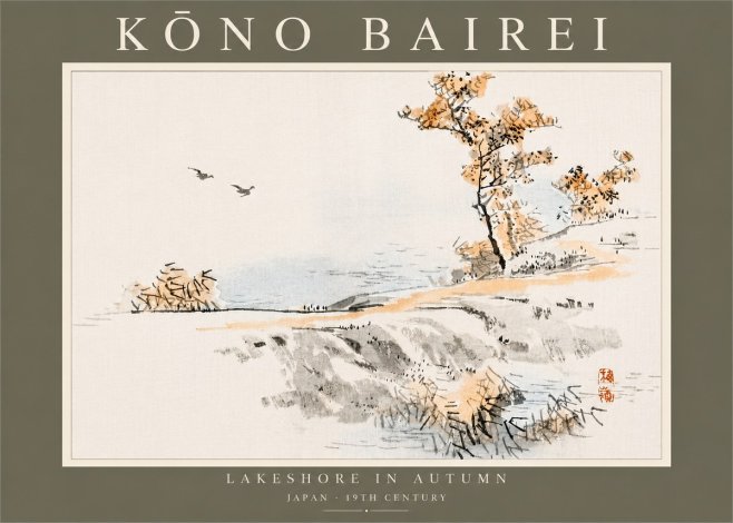 Kōno Bairei Lakeshore in Autumn No5 - Plakát
