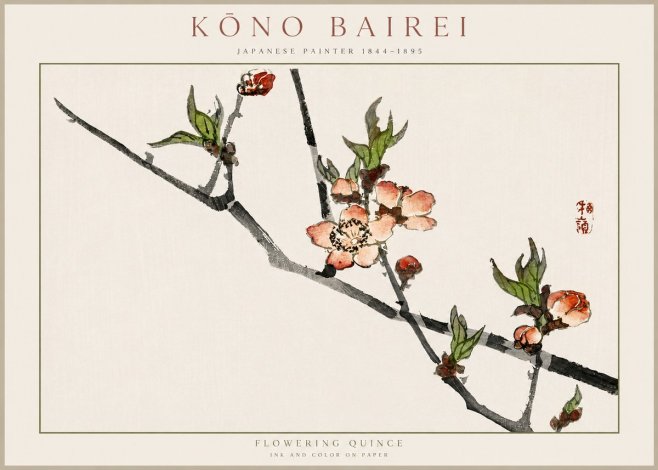 Kōno Bairei Flowering Quince No2 - Plakát