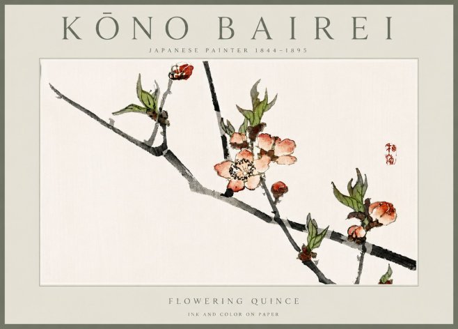 Kōno Bairei Flowering Quince No6 - Plakát
