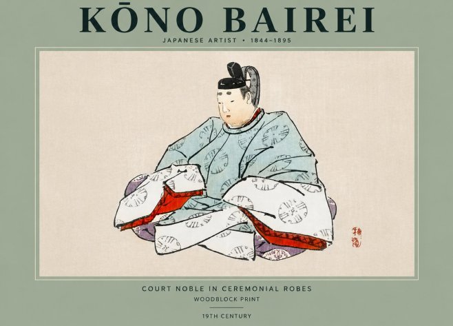 Kōno Bairei Court Noble in Ceremonial Robes No2 - Plakát