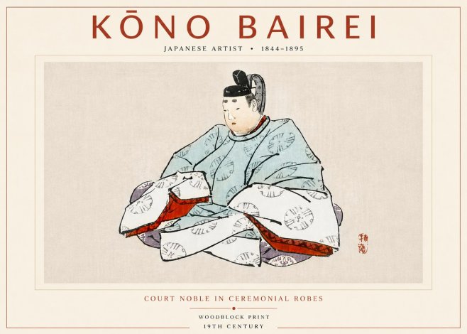 Kōno Bairei Court Noble in Ceremonial Robes No4 - Plakát