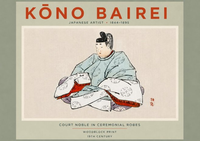 Kōno Bairei Court Noble in Ceremonial Robes No5 - Plakát