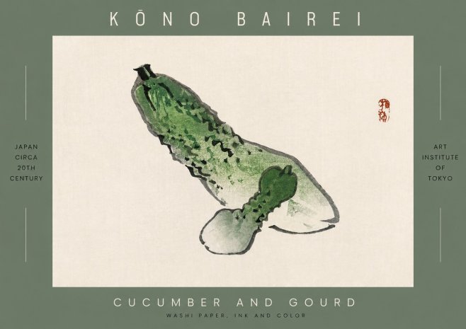 Kōno Bairei Cucumber and Gourd No2 - Plakát