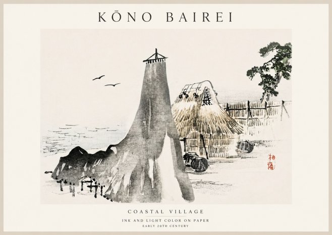 Kōno Bairei Coastal Village No1 - Plakát