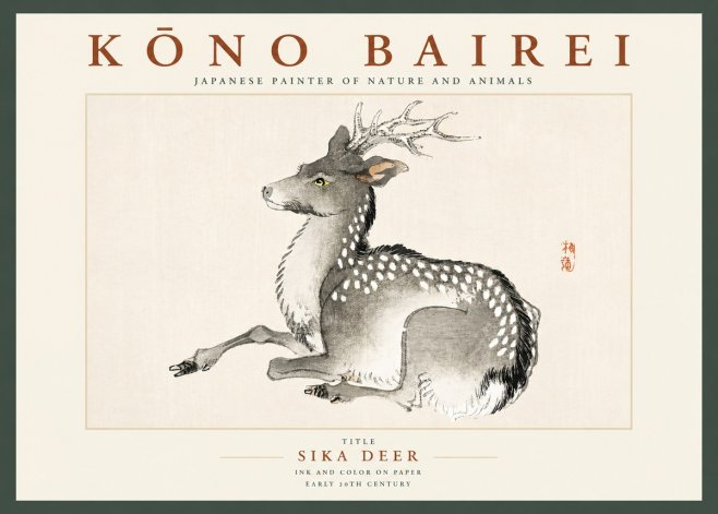 Kōno Bairei Sika Deer No2 - Plakát