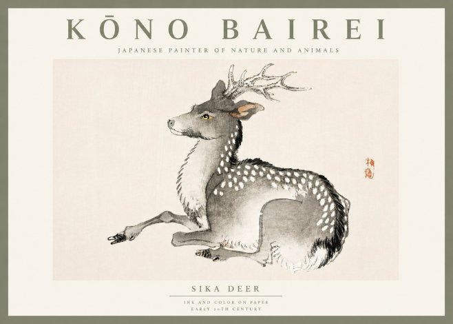 Kōno Bairei Sika Deer No5 - Plakát