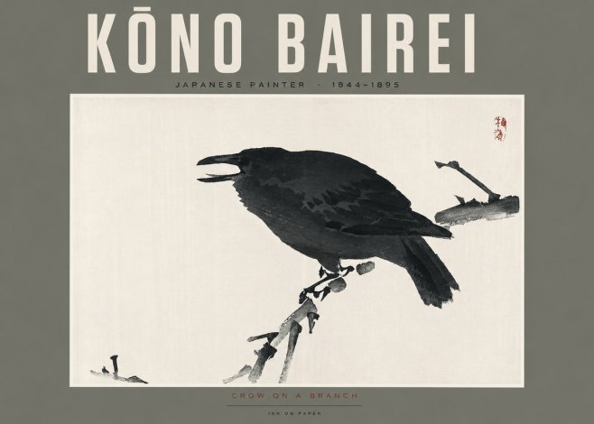 Kōno Bairei Crow on a Branch No2 - Plakát