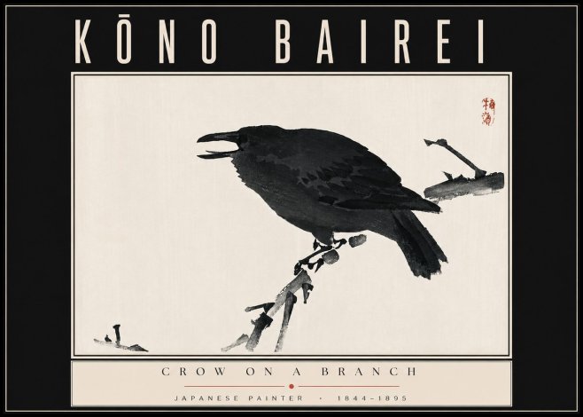 Kōno Bairei Crow on a Branch No4 - Plakát