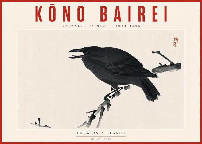 Kōno Bairei Crow on a Branch No5 - Plakát