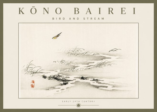 Kōno Bairei Bird and Stream No2 - Plakát