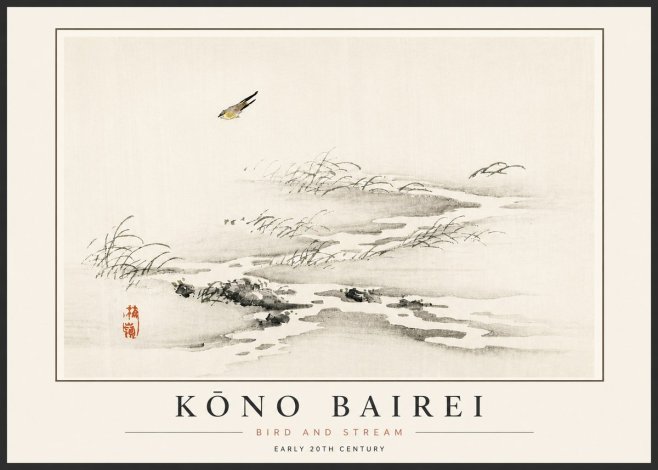 Kōno Bairei Bird and Stream No5 - Plakát