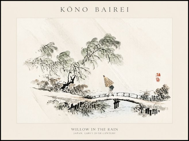 Kōno Bairei Willow in the Rain No1 - Plakát