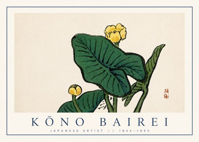 Kōno Bairei Yellow Pond Lilies No3 - Plakát