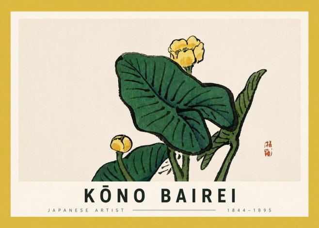 Kōno Bairei Yellow Pond Lilies No5 - Plakát