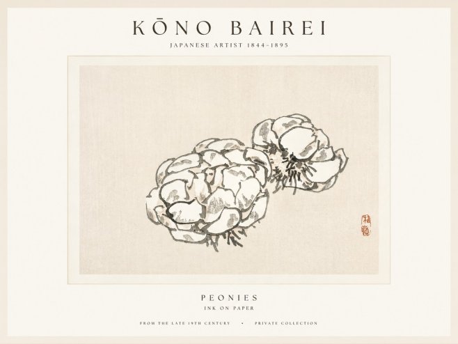 Kōno Bairei Peonies No1 - Plakát