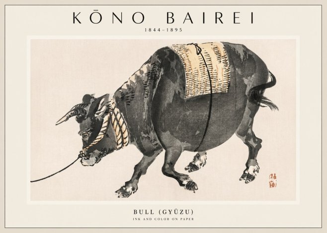 Kōno Bairei Bull (Gyūzu) No1 - Plakát