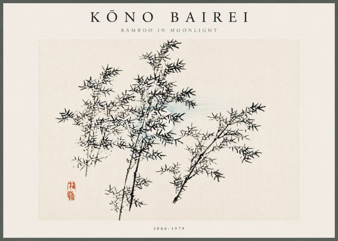 Kōno Bairei Bamboo in Moonlight No5 - Plakát